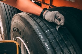Tire being marked blank